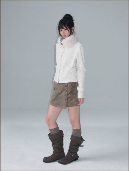Brushed Jacquard Cropped Jacket