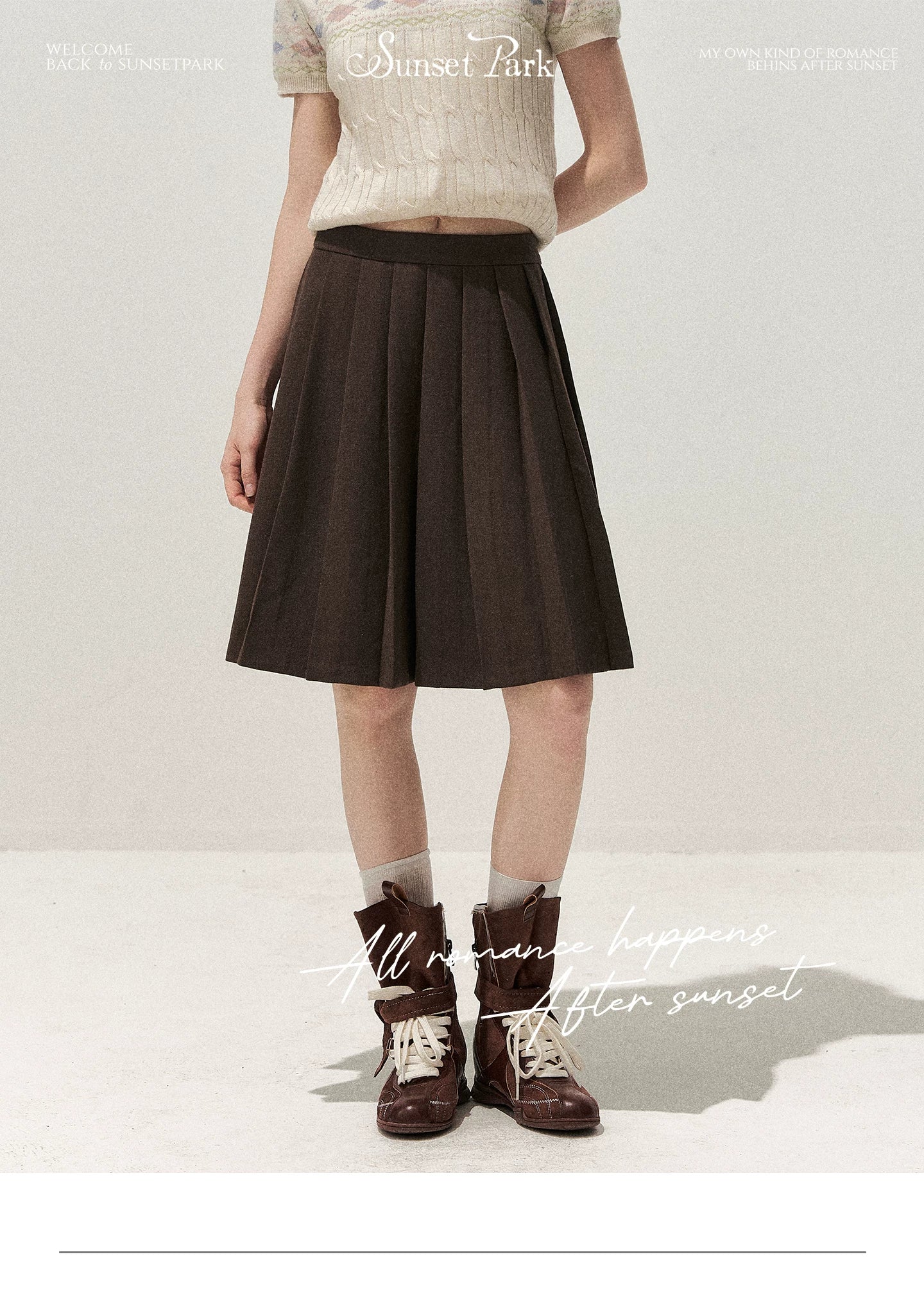 Patchwork Plaid Pleated A-Line Skirt