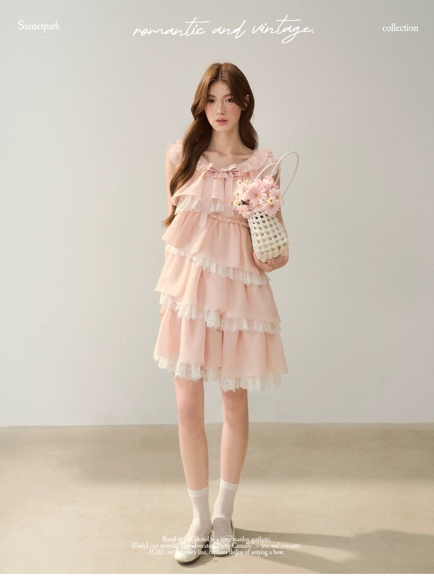 Ruffle Bow Lace Dress