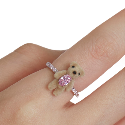 Velvet Mini Bear Pearl Ring