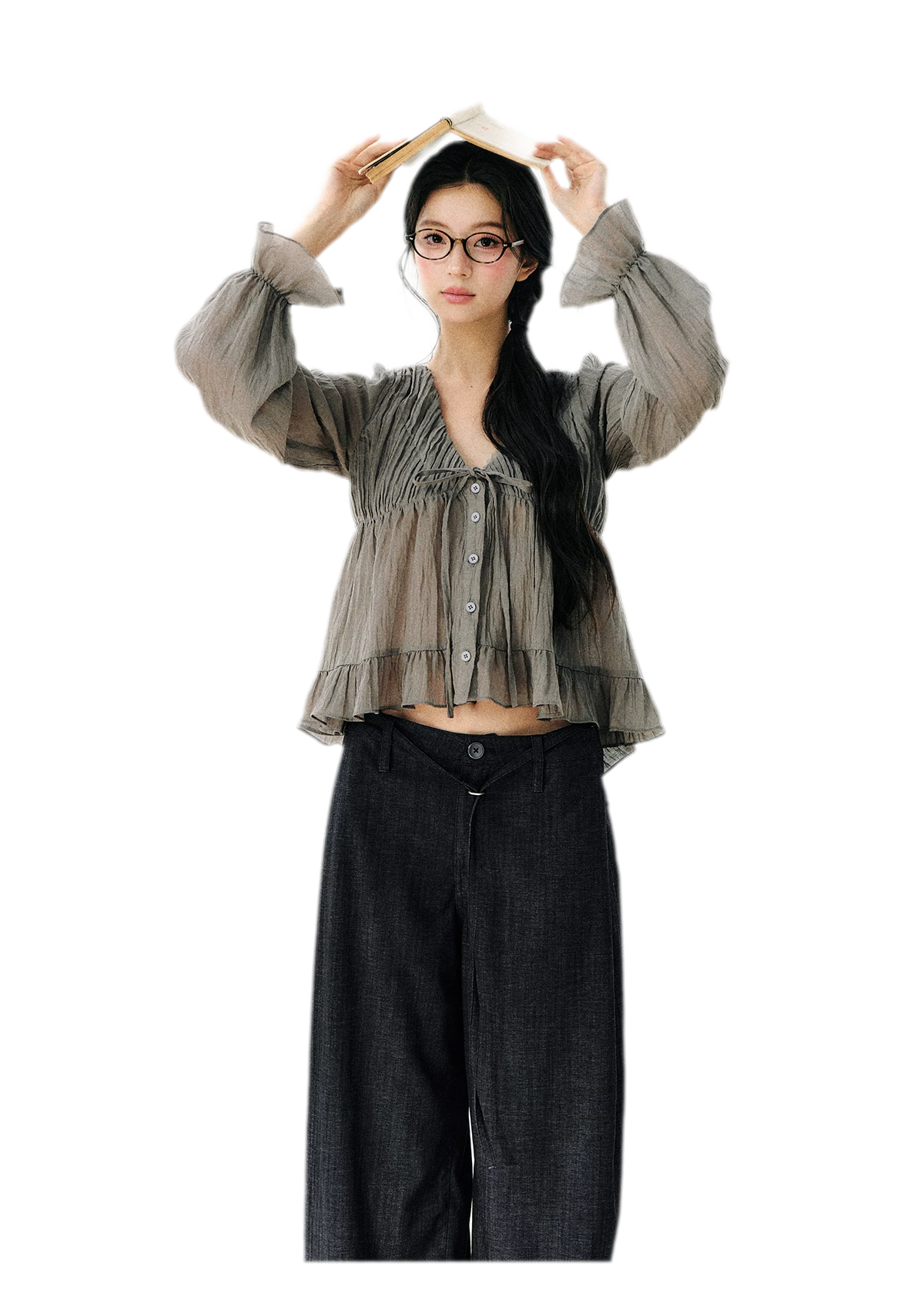 Ruffled Tencel Chiffon Blouse