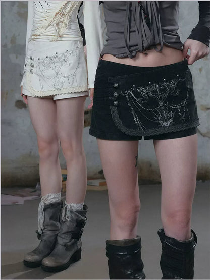 Distressed Asymmetrical Wrap Skort