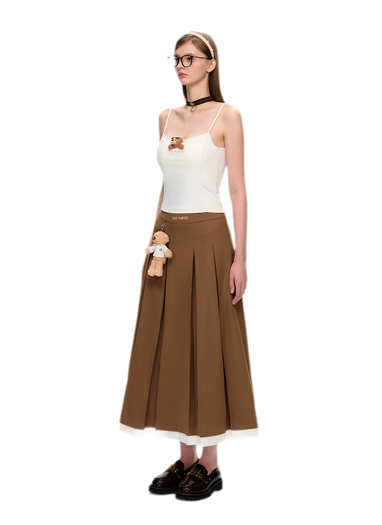 Pleated Suit Midi Skirt