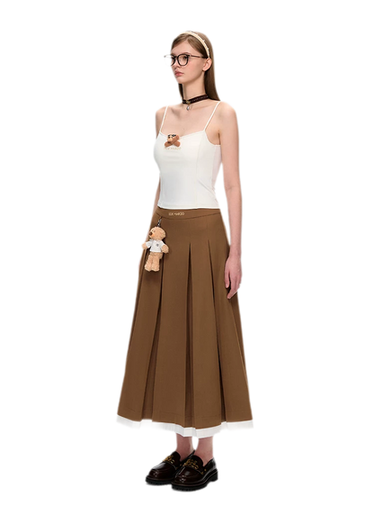 Pleated Suit Midi Skirt