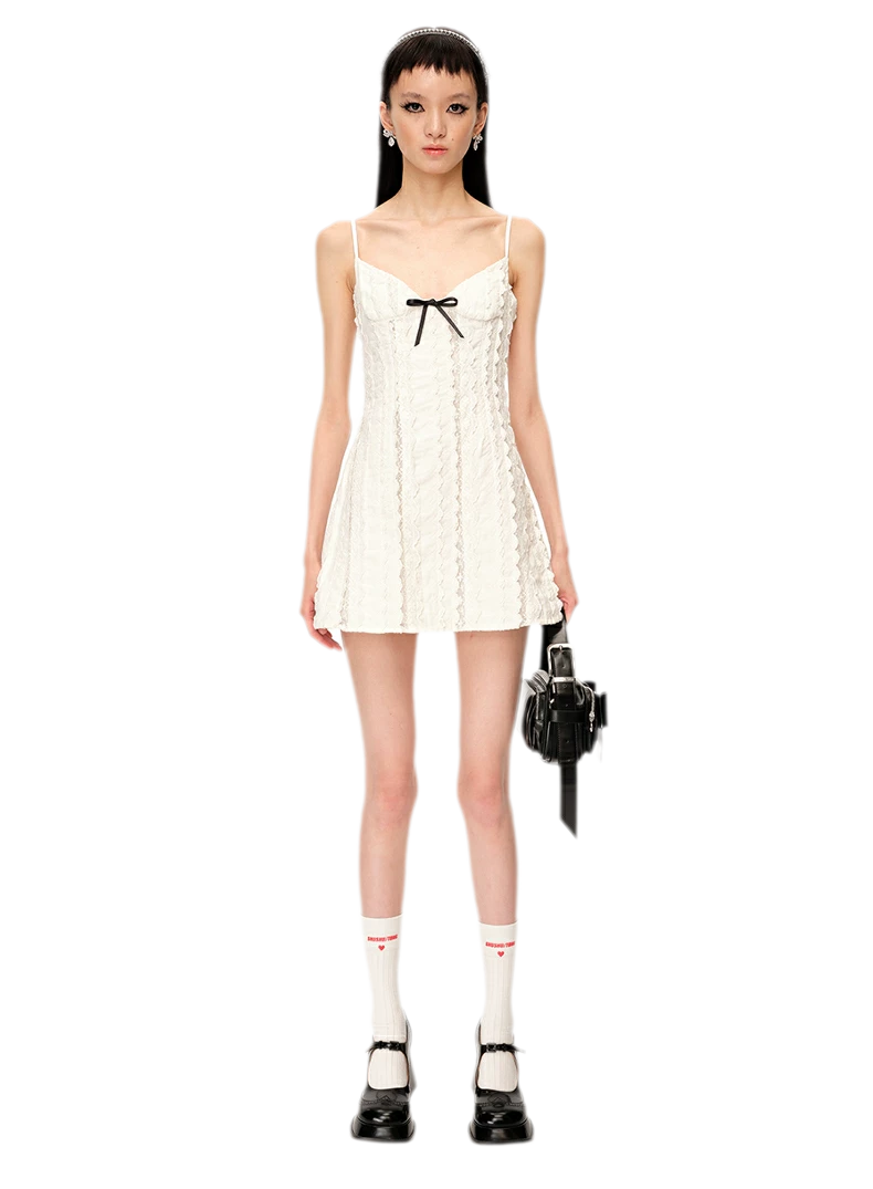 SHUSHU/TONG Elegant French Short Camisole Dress White / L/12