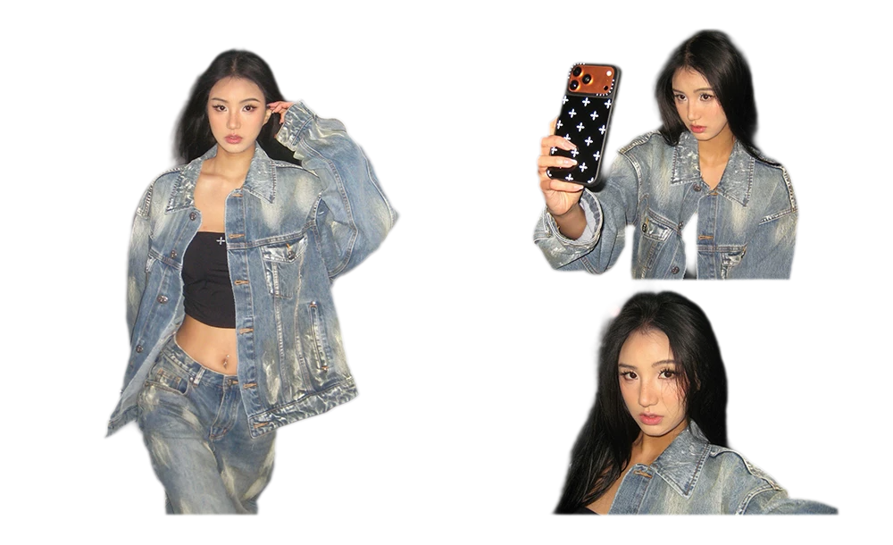 Cross Statue Denim Jacket