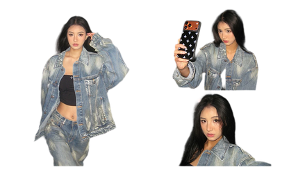 Cross Statue Denim Jacket