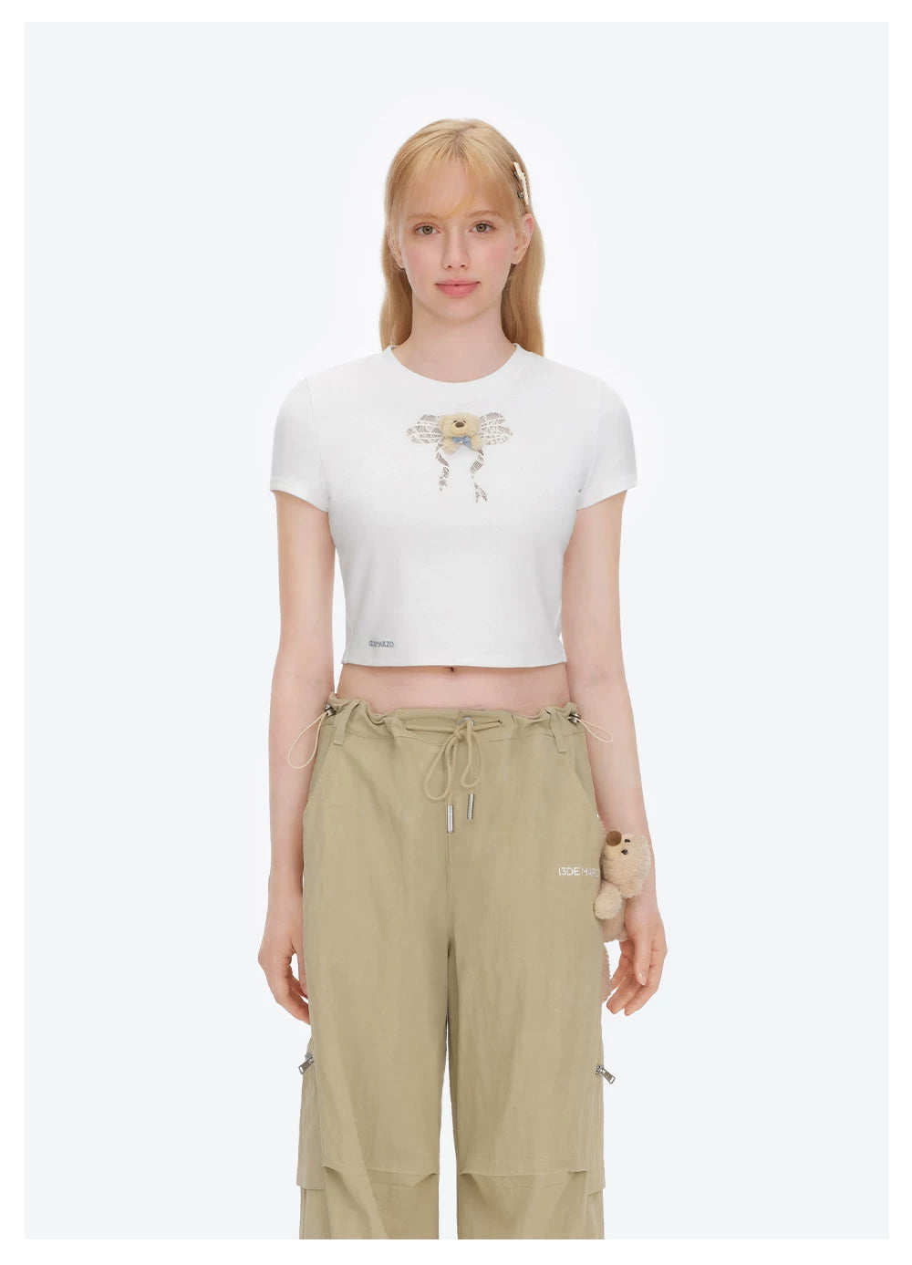 Spring/Summer 2026 Lace Bow Short Sleeve T-shirt