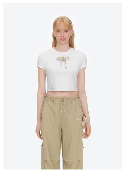 Spring/Summer 2026 Lace Bow Short Sleeve T-shirt