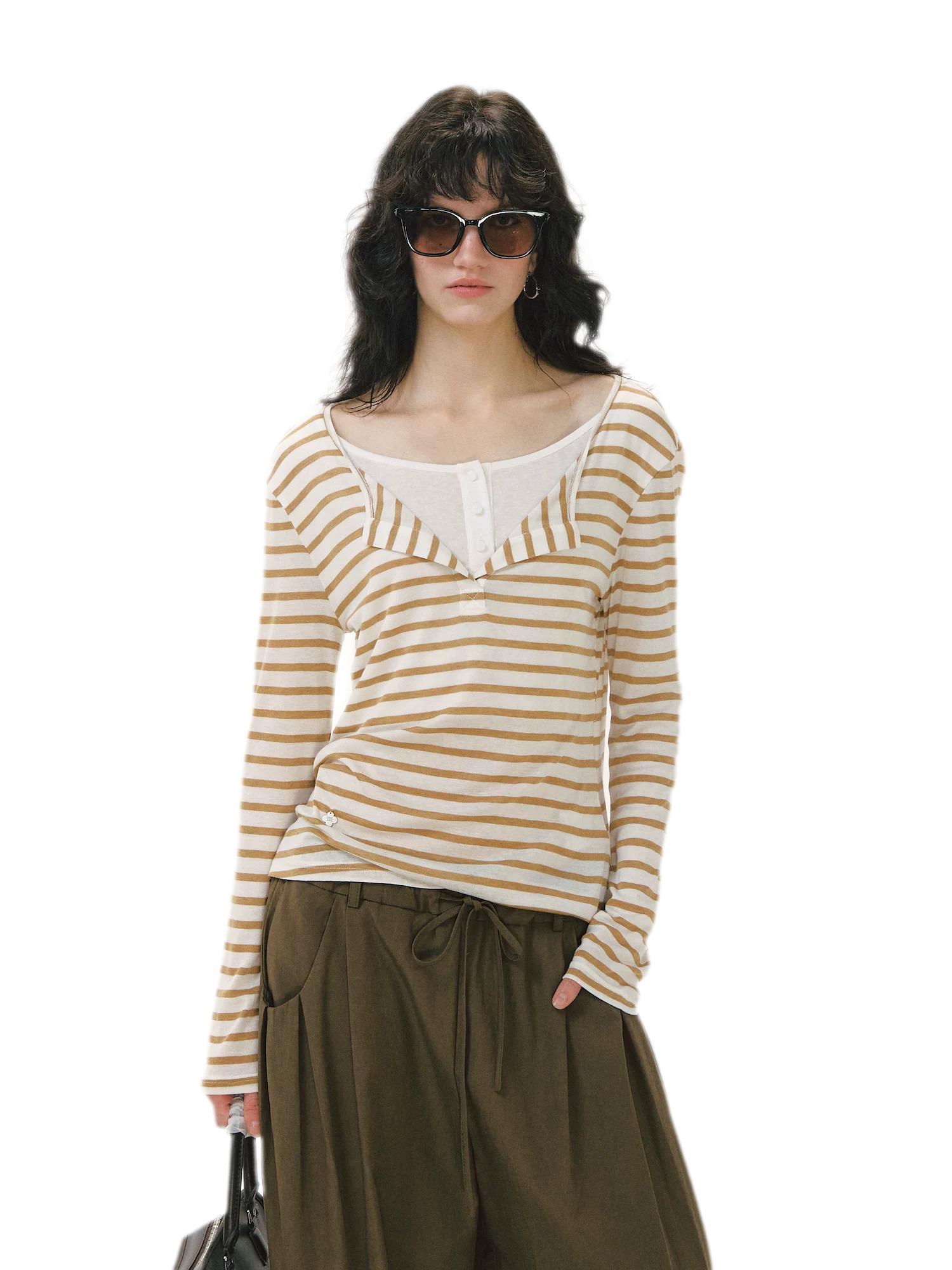 Layered Striped Knit T-Shirt