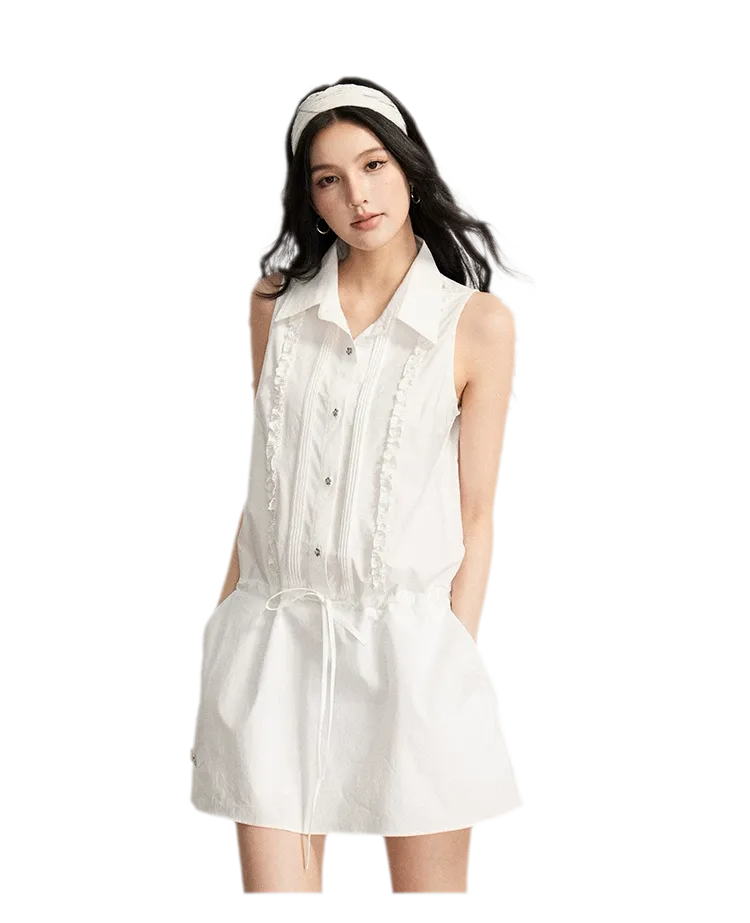 Lace Trim Shirt Dress