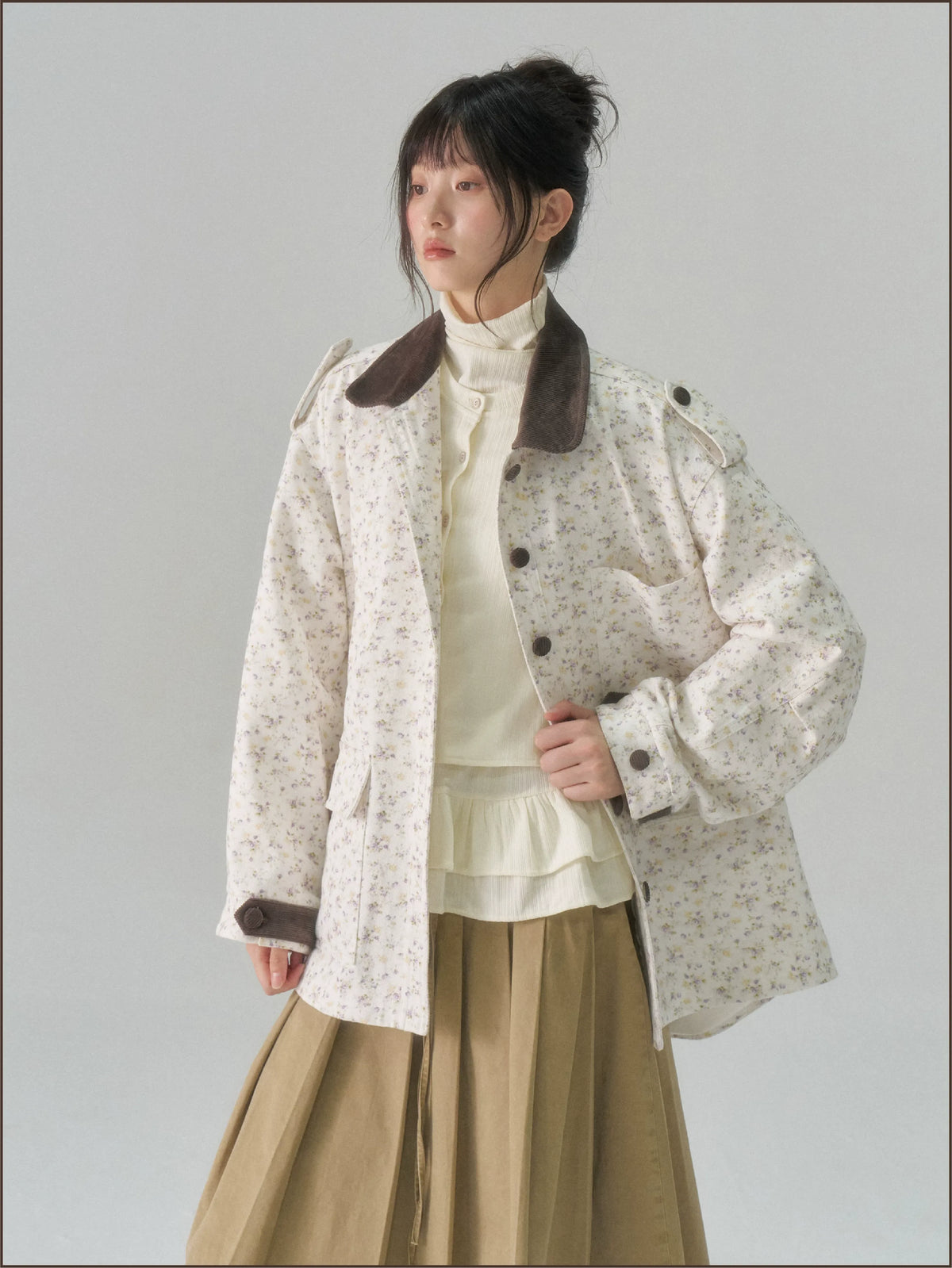 Floral Twill Oversized Utility Jacket