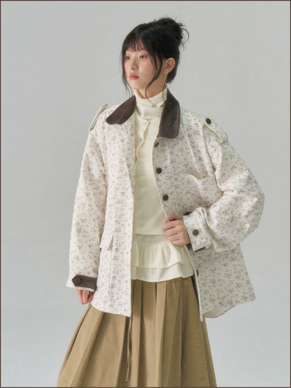 Floral Twill Oversized Utility Jacket