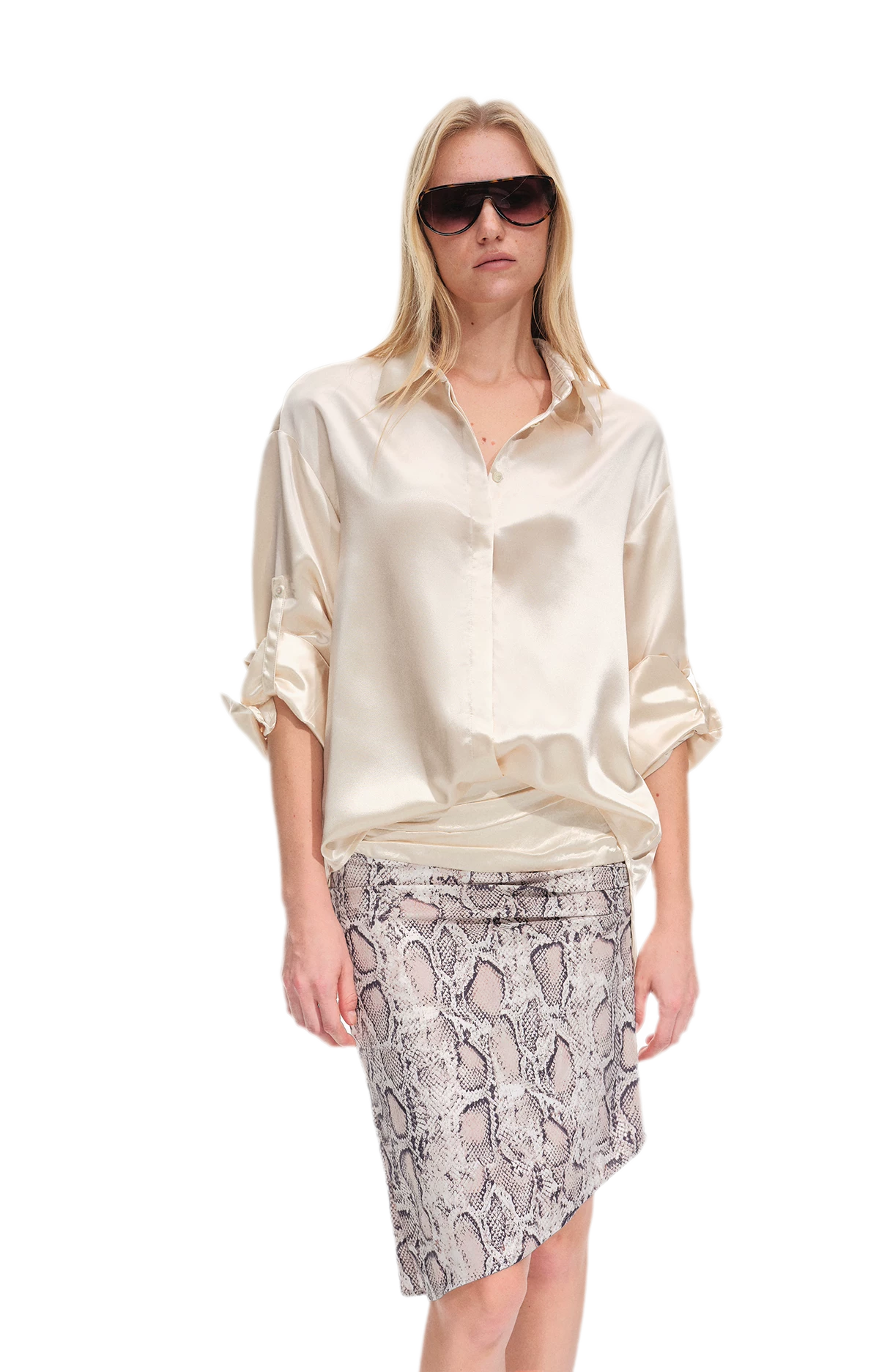 Vintage kokerrok met slangenprint