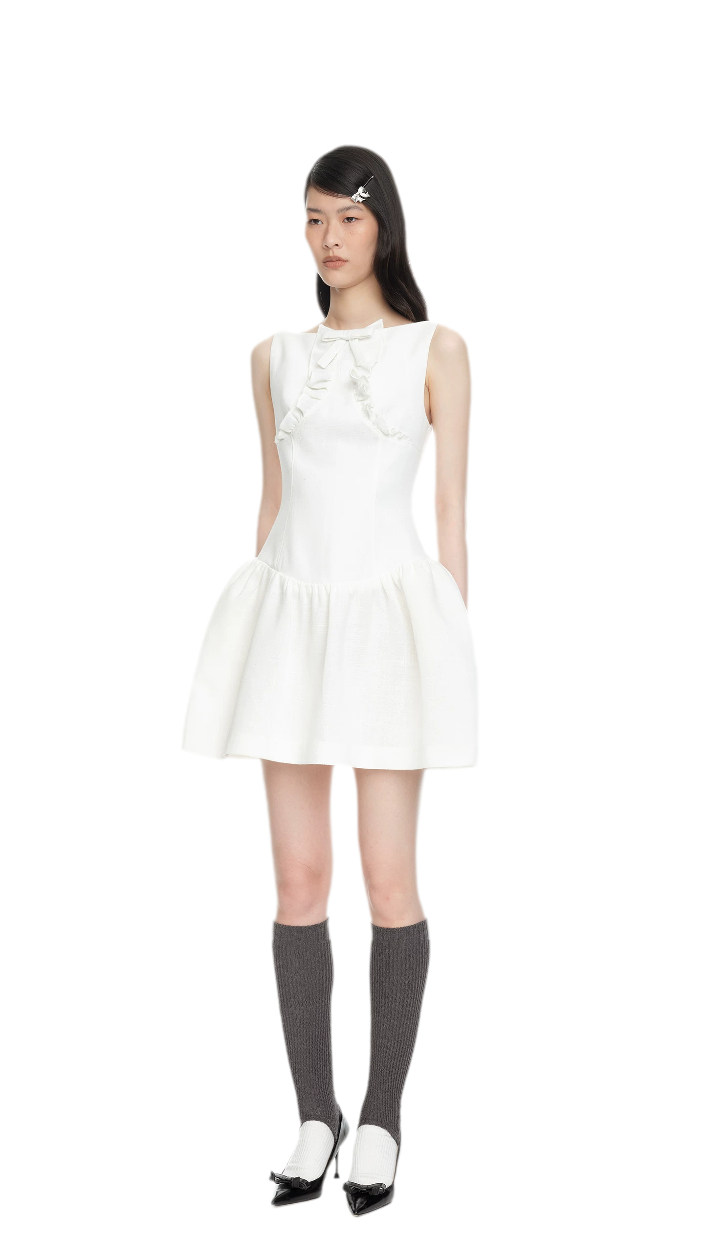 Ruffle Bowknot Mini Dress