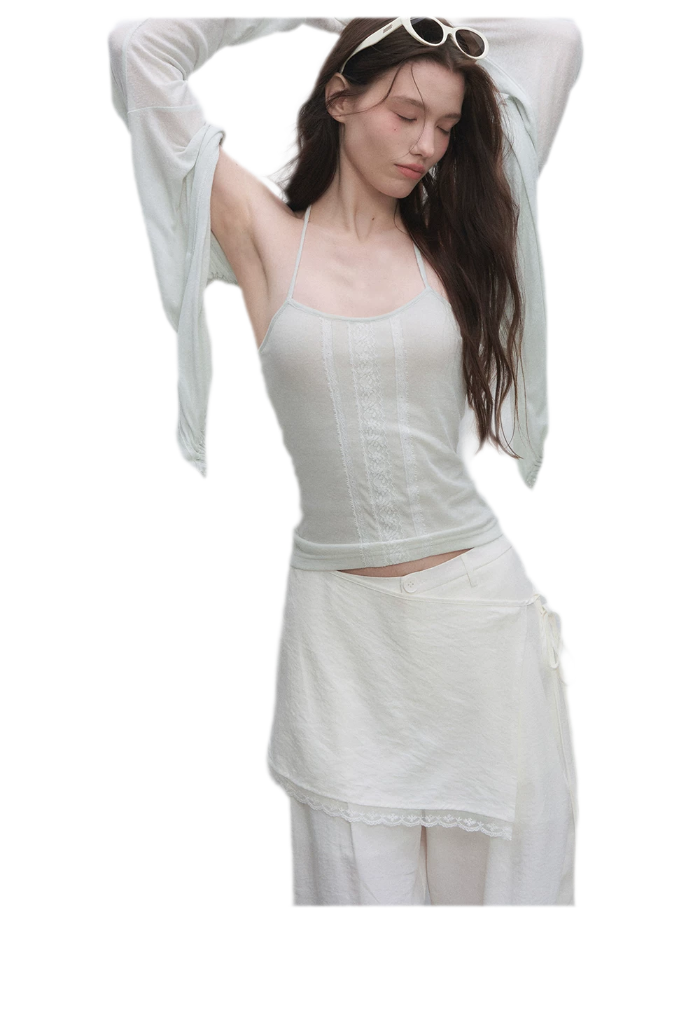 Textured Low-Waist Wide-Leg Trousers
