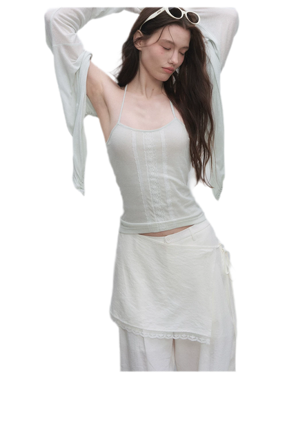 Textured Low-Waist Wide-Leg Trousers
