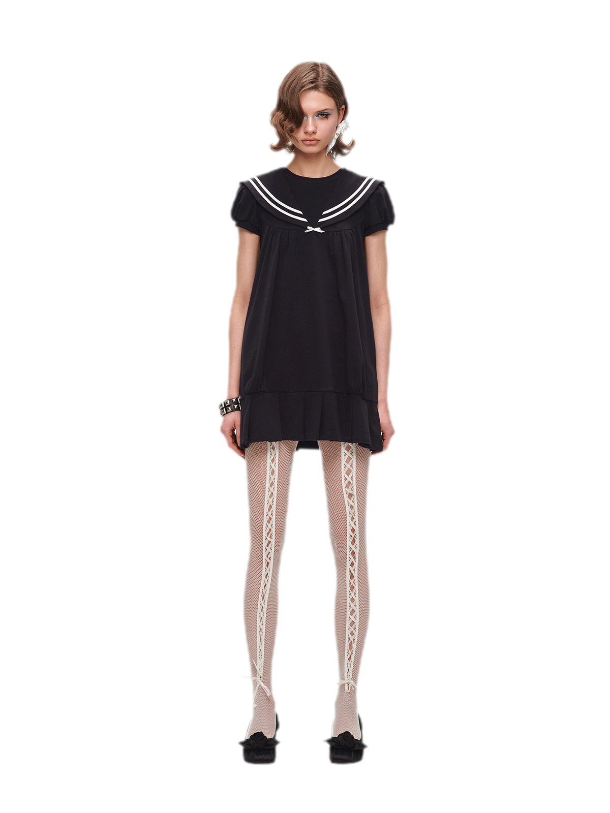 Retro Navy Collar Pleated Dress