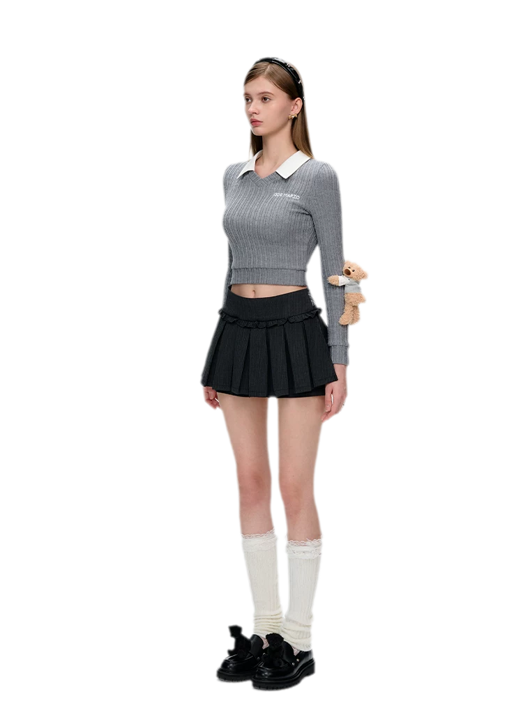 Faux Layered V-neck Sweater