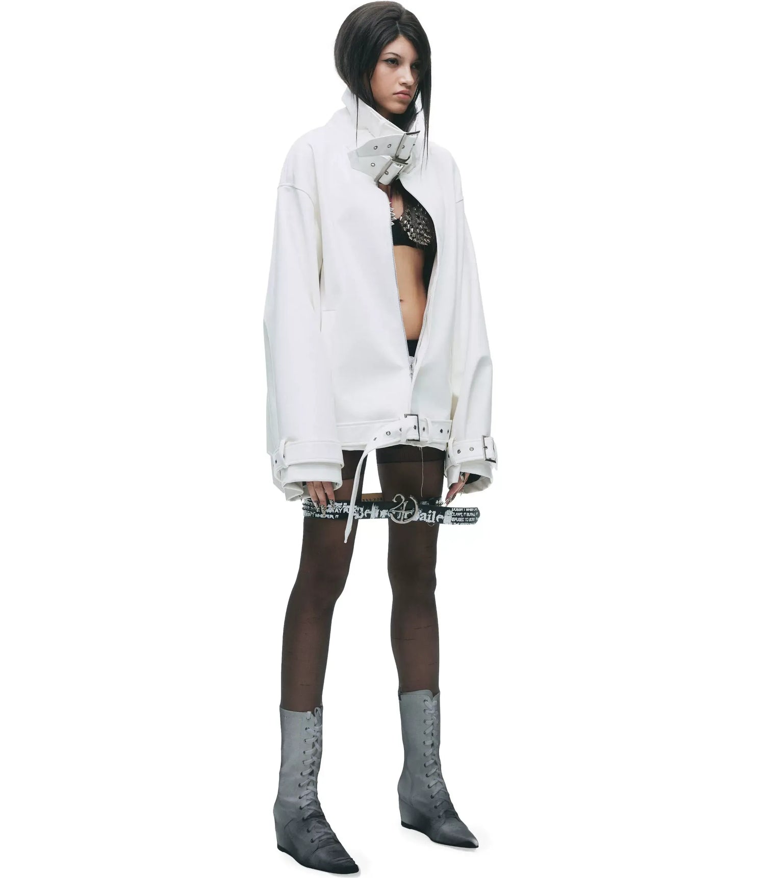Synthetic Leather Stand-Collar Jacket