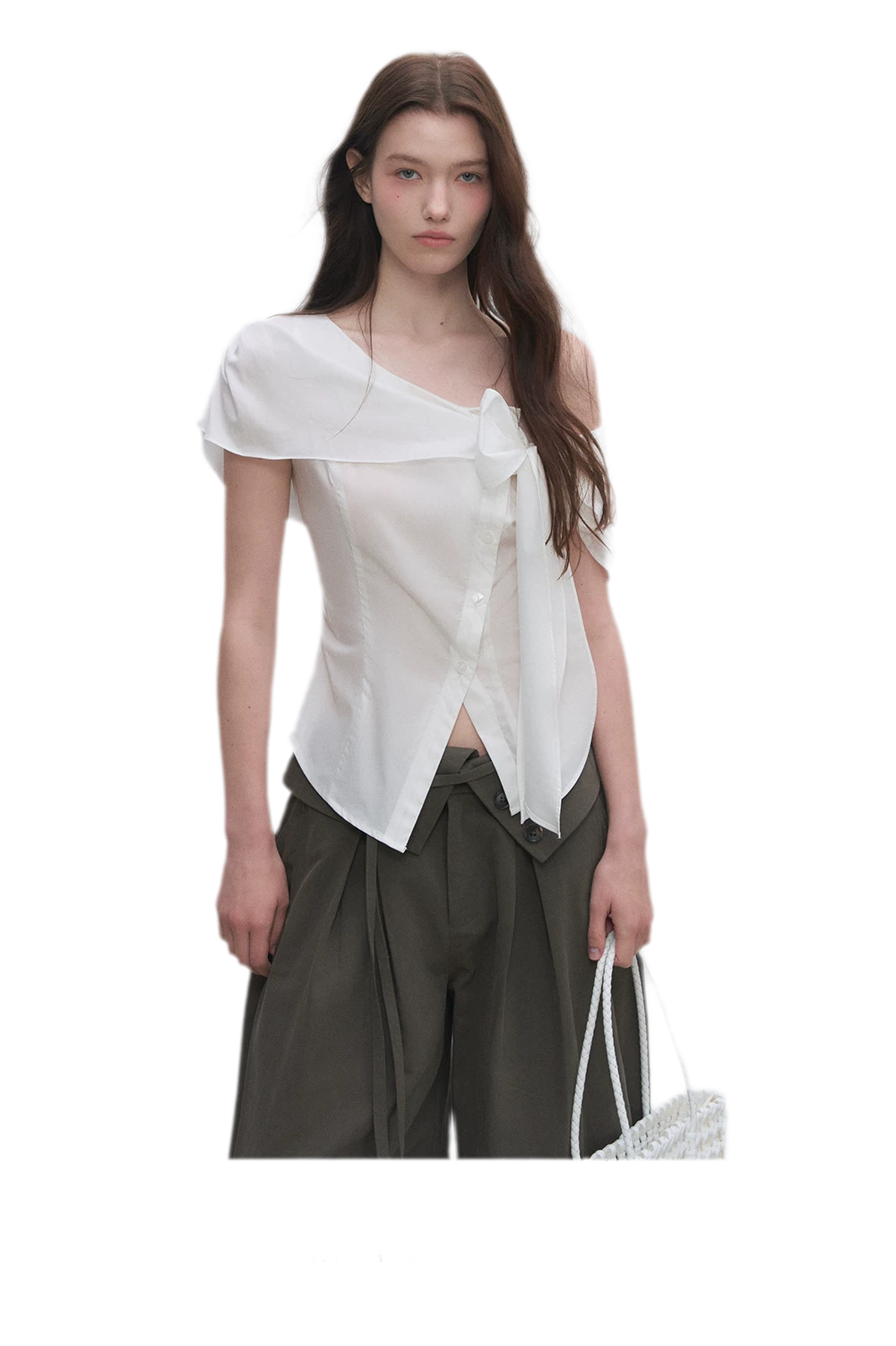 Asymmetric Bow Waist Blouse