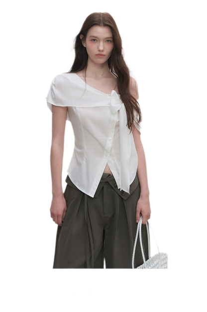 Asymmetric Bow Waist Blouse