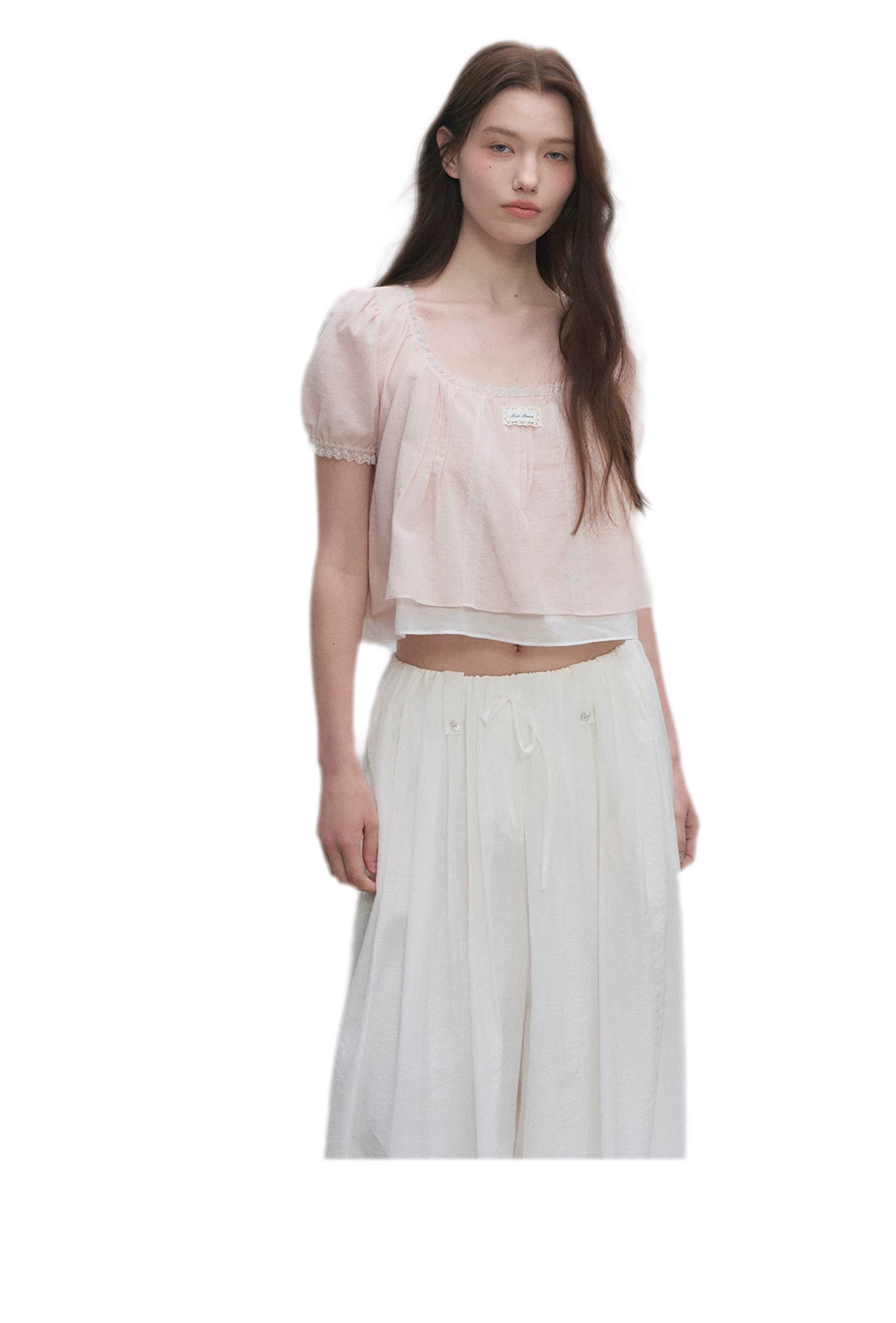 Cotton Lace Trim Cropped Top