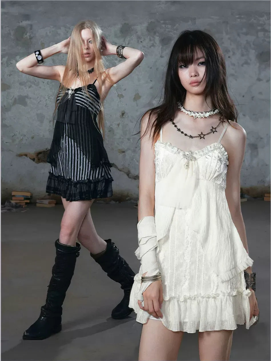 Lace Ruffle A-Line Dress