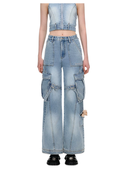 Cotton Cargo Straight Pants