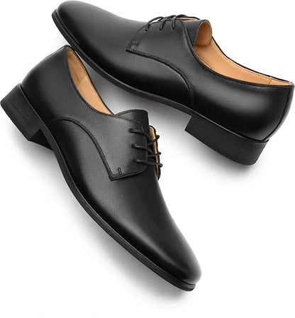 Top-Grain Leather Pointed Derby Shoes