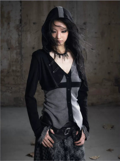 Faux Two-Piece Knit Cardigan