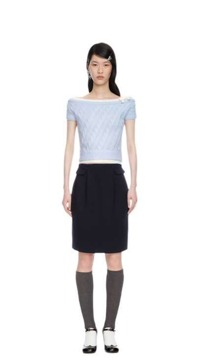 Cable Knit Off-Shoulder Top