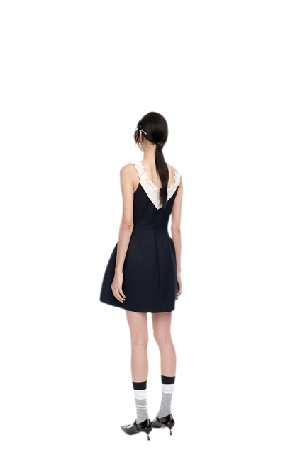 Ruffled Contrast Mini Dress