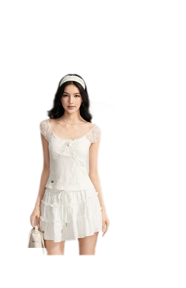 Lace Tiered Mini Skirt