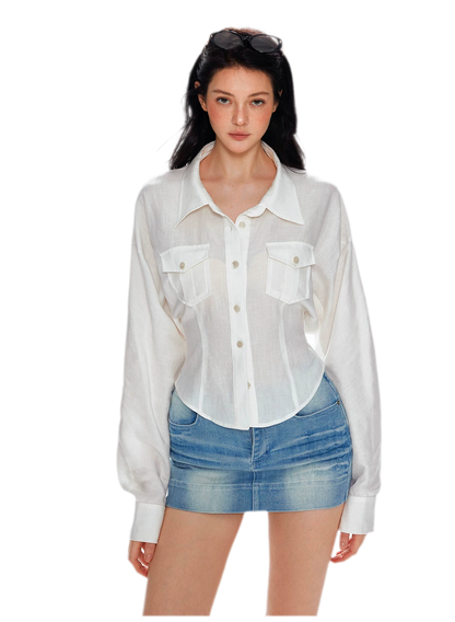 Washed Denim Low-Rise Skort