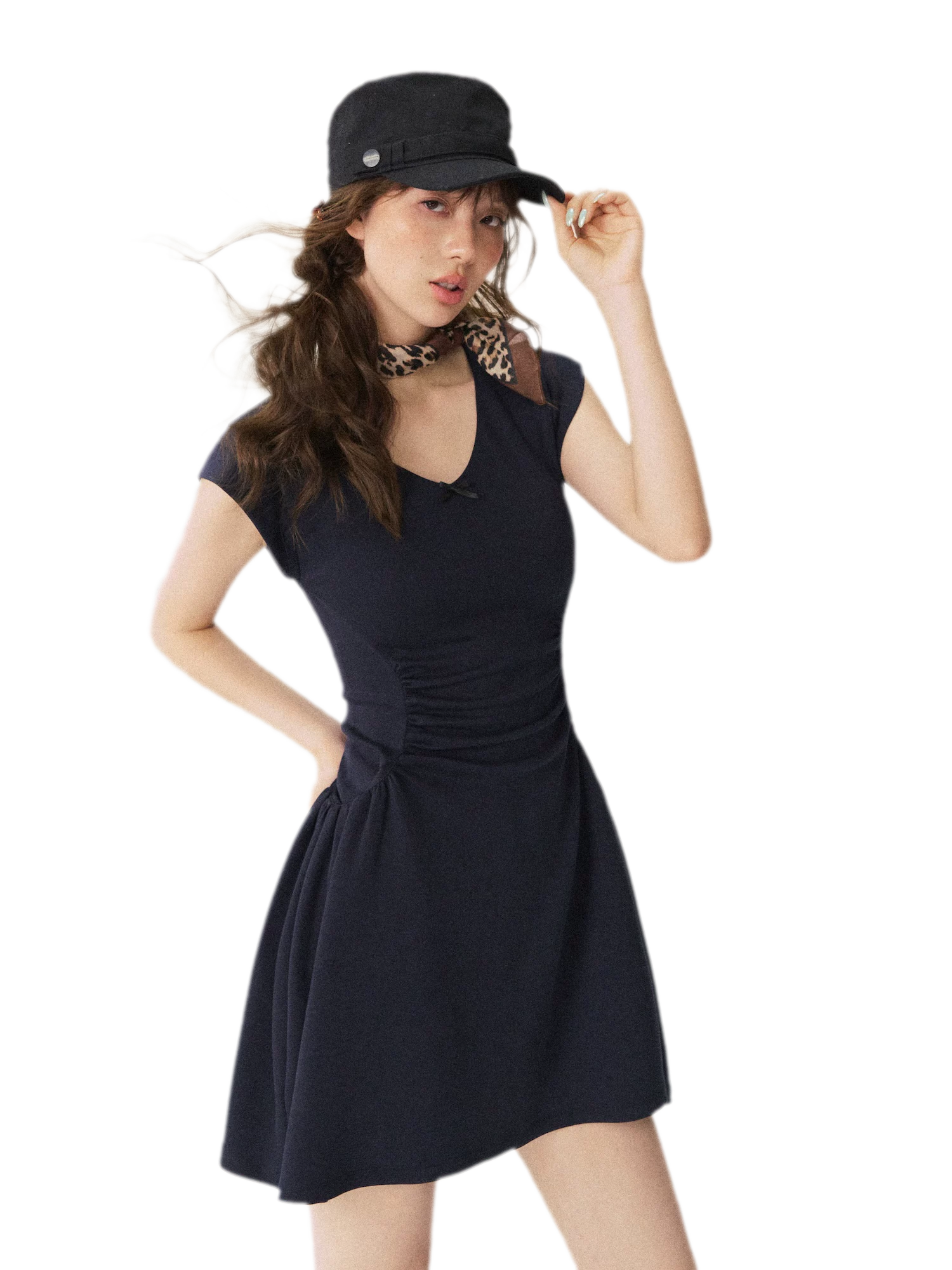 V-Neck Waist Knit Dress