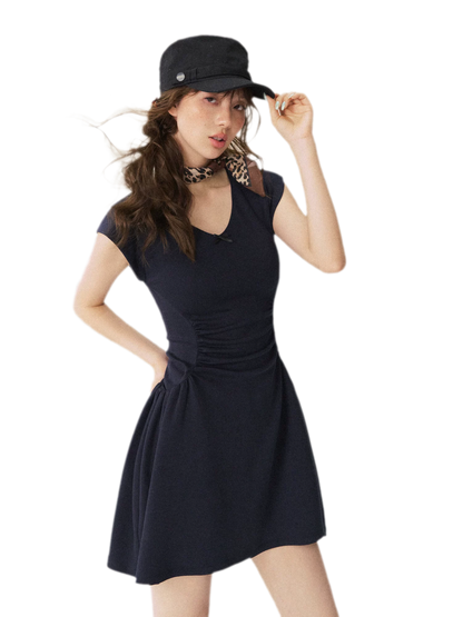 V-Neck Waist Knit Dress