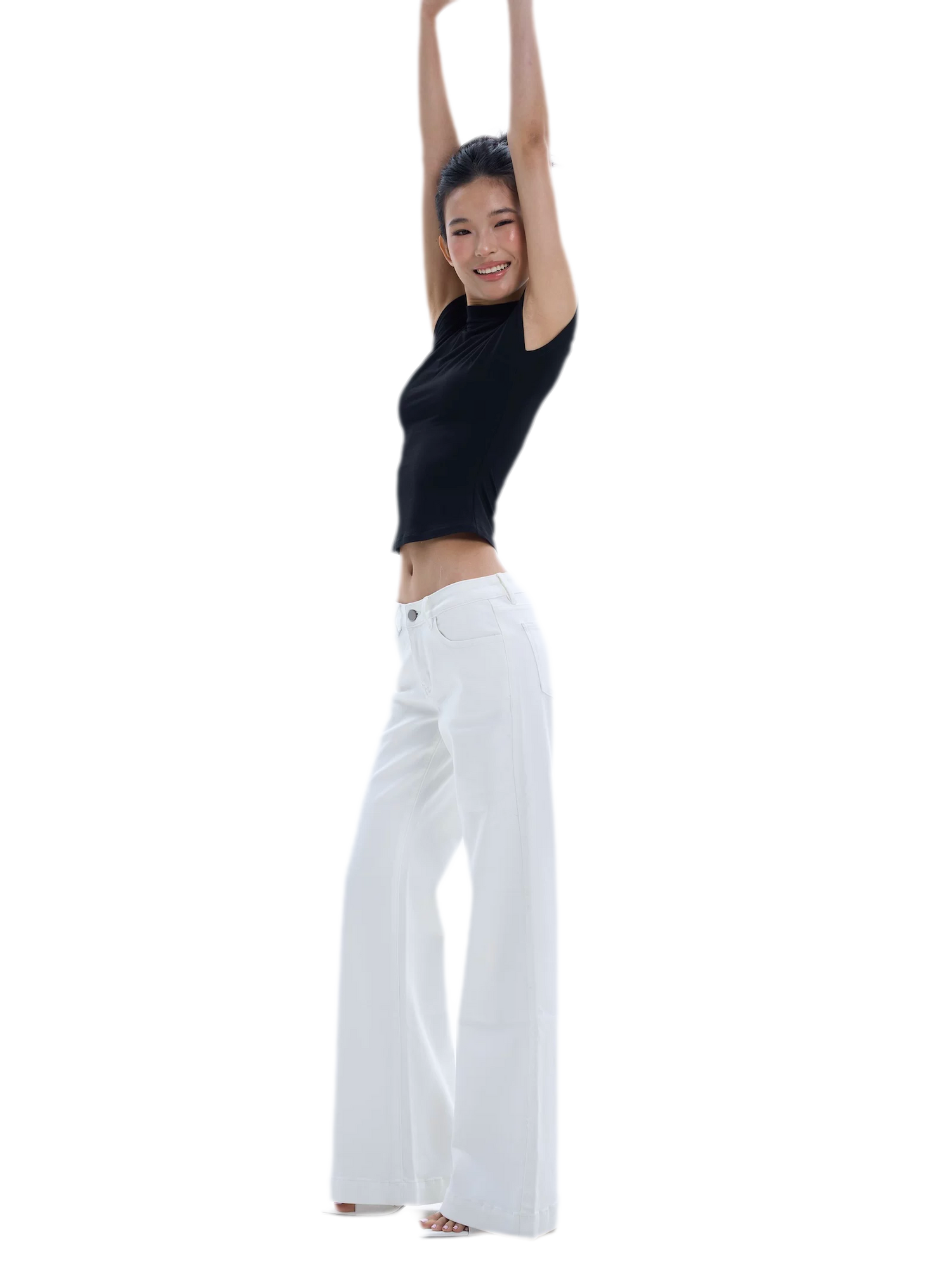 Low-Rise Straight-Leg White Jeans