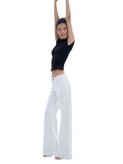 Low-Rise Straight-Leg White Jeans