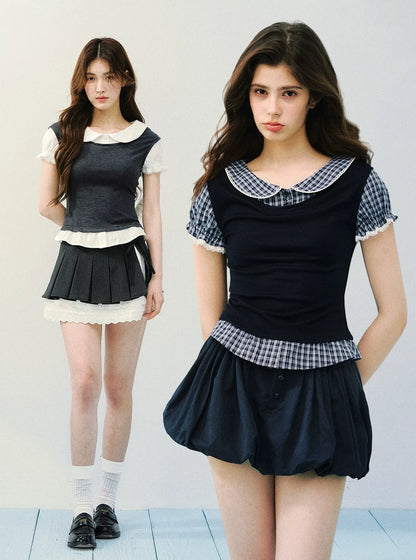 High-Intellect Tencel Wool Faux Two-Piece T-Shirt
