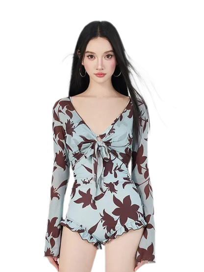 Floral Tie-Front Swimsuit