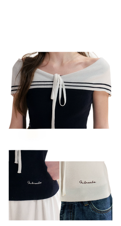 V-Neck Tie Knit Top