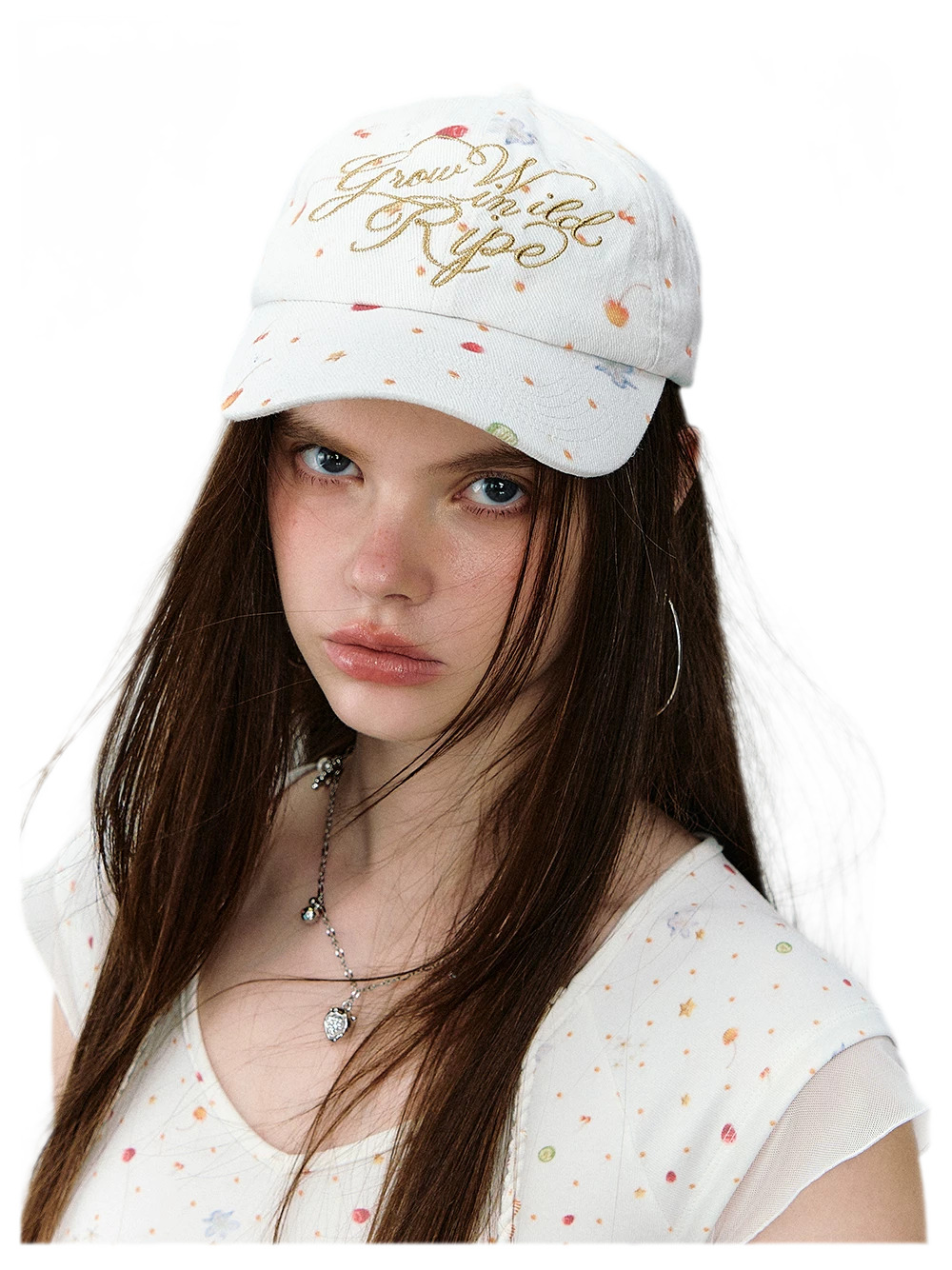 Fruit Print Embroidered Cap