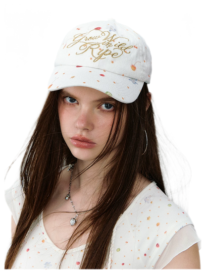 Fruit Print Embroidered Cap