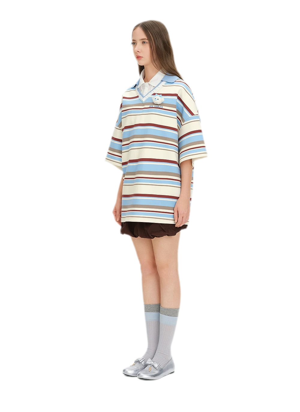 Floral Stripe Polo Tee
