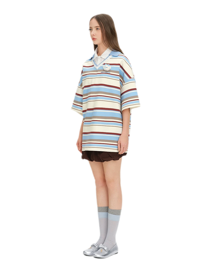 Floral Stripe Polo Tee