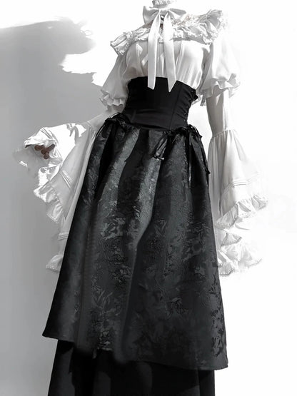 Victorian Ruffle Blouse Skirt Set
