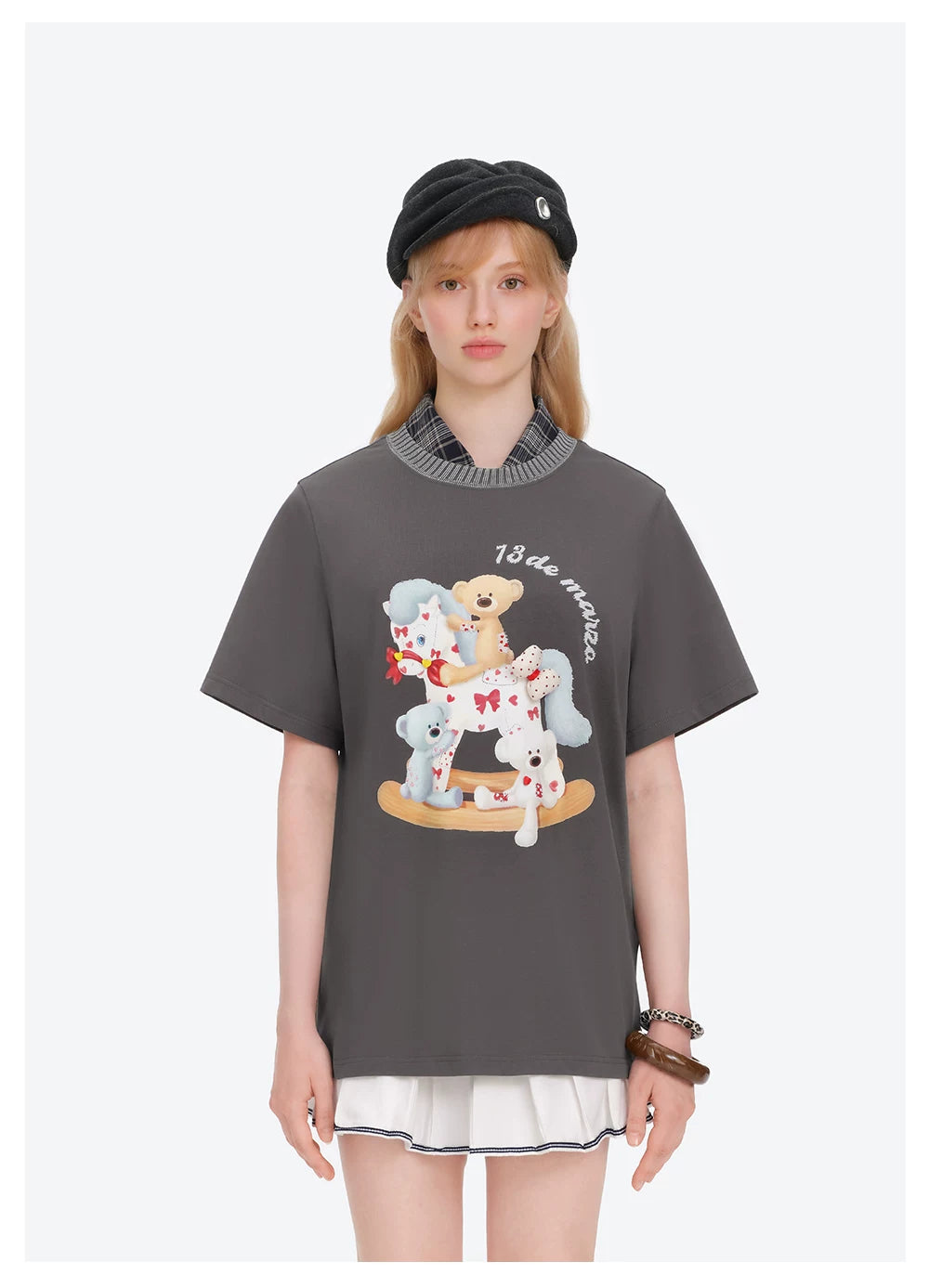 Loose Cotton T-shirt with Rocking