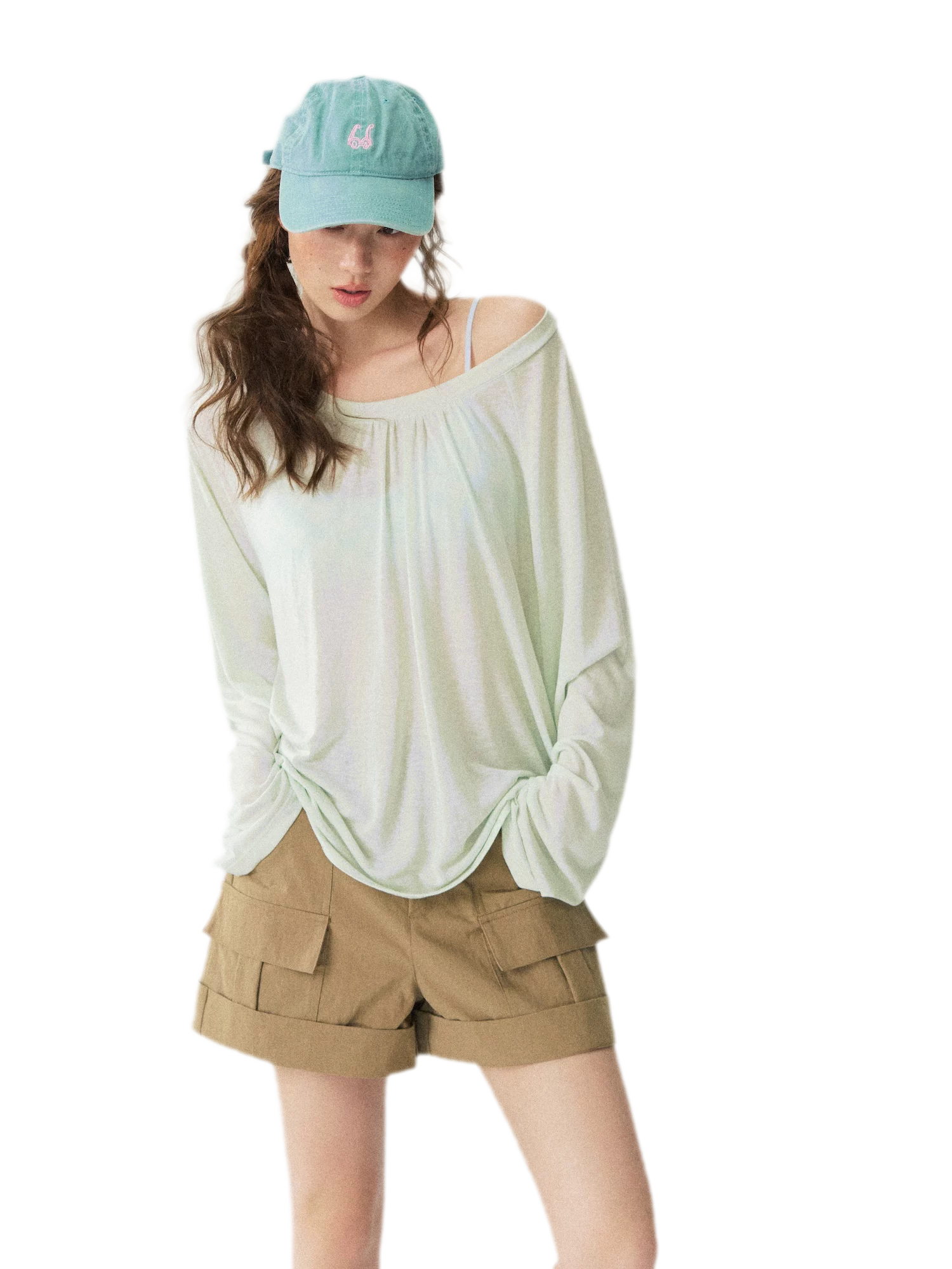 V-Neck Ruched Long Tee