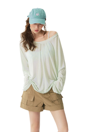 V-Neck Ruched Long Tee